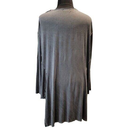 Fab'rik Tunic Top Women's Medium Gray Tie Dye Hi-Lo Stretch Tie Dye Reverse Seam - Picture 4 of 10